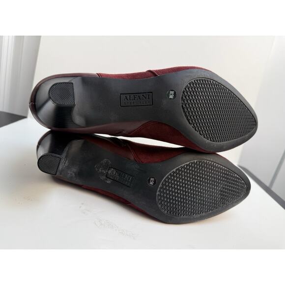 Alfani Women’s 10.5 Faux Suede Step Flex Size Ankle Zip Burgundy Boot Heels NWOB - Picture 10 of 10